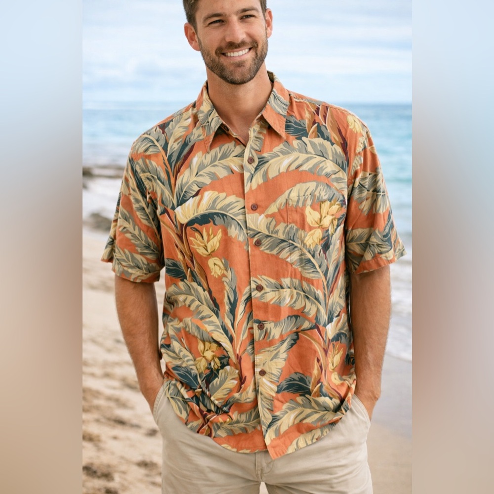 Reyn Spooner Banana Leaf Hawaiian Aloha Shirt Resort Tropical Button‎ Up